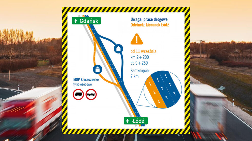 Utrudnienia na autostradzie A1 – gdzie odbywają się prace remontowe